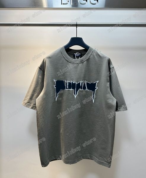 

xinxinbuy men designer tee t shirt paris destroyed letters ear wheat metal print jacquard short sleeve cotton women white black blue xs-l, Black;brown