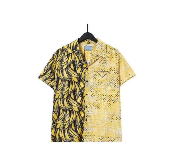 

men's casual shirts 22ss man polos designer shirt mens flame print bowling shirt hawaii floral men slim fit short sleeve dress hawaiian, White;black