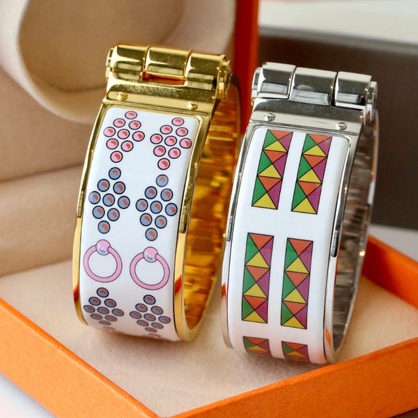 

enamel clic bangle for women charm bracelets 20mm middle size snap-fastener white color enamel, Golden;silver