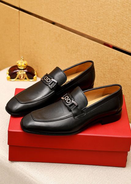 

new 2023 men fashion dress shoes footwear handmade loafers male genuine leather slip on brand party wedding flats size 38-45, Black