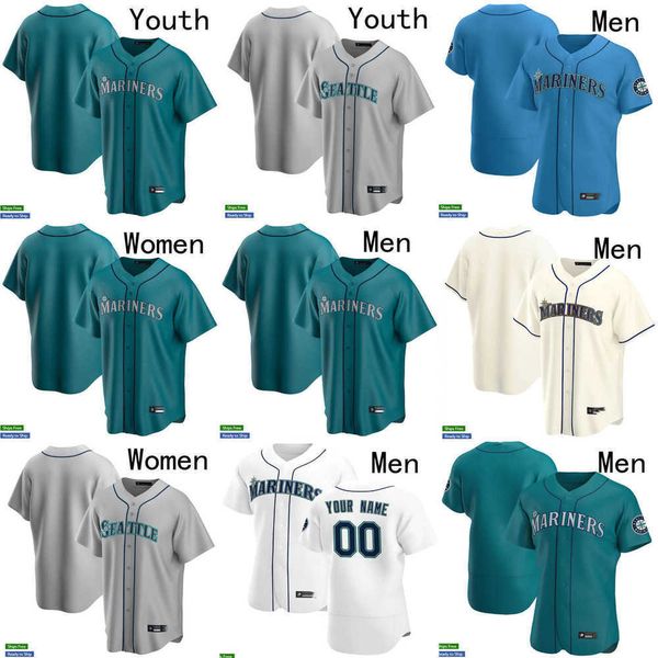 

baseball jerseys men women youth seattle 13 abraham toro 10 jarred kelenic 22 luis torrens 24 ken griffey jr. 11 edgar martinez 17 mitch han, Blue;black