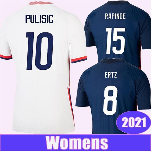 

2021 pulisic morgan rapinoe women soccer jerseys national team williams heath lloyd ertz home white away football shirt lady short224w, Black;yellow