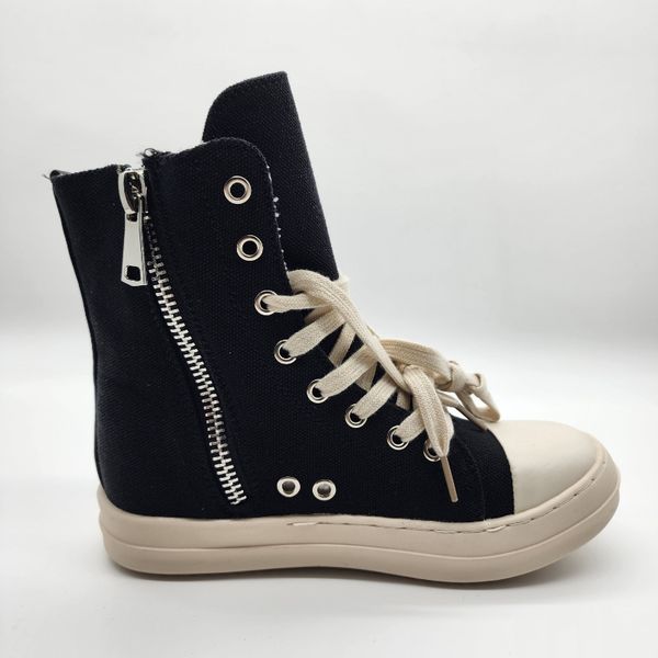 

rick owen high owens canvas shoe man low sneaker women black lace up shoes 88