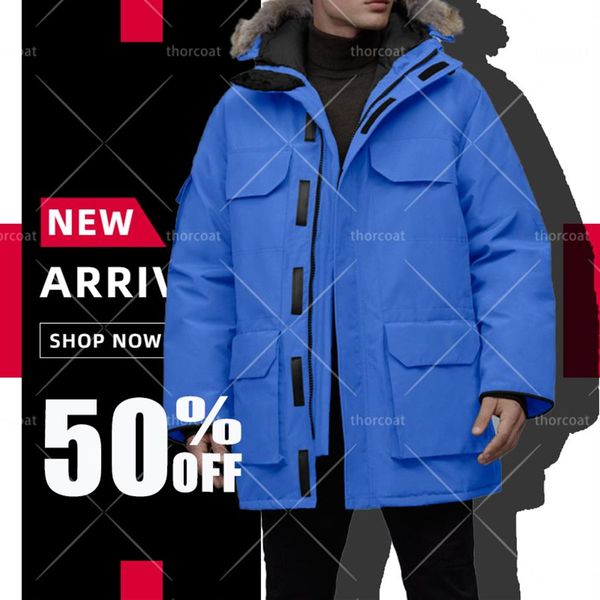 

new designer man parkas jacket real wolf fur hooded down coat windbreaker warm zipper jackets231y, Black