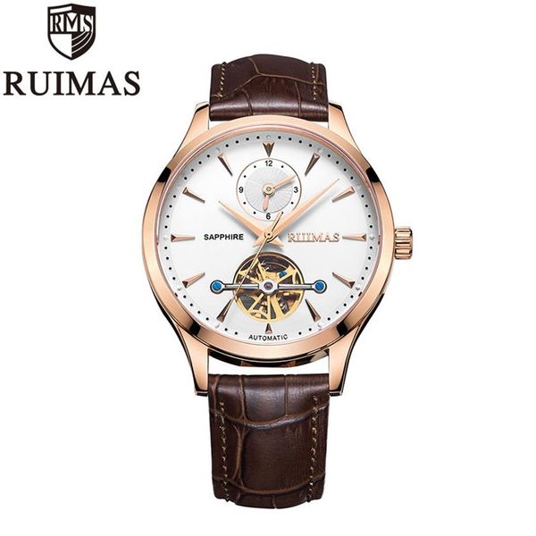 

cwp ruimas mechanical tourbillon luxury fashion brand leather men watches mens automatic watch relogio masculino202h, Slivery;brown