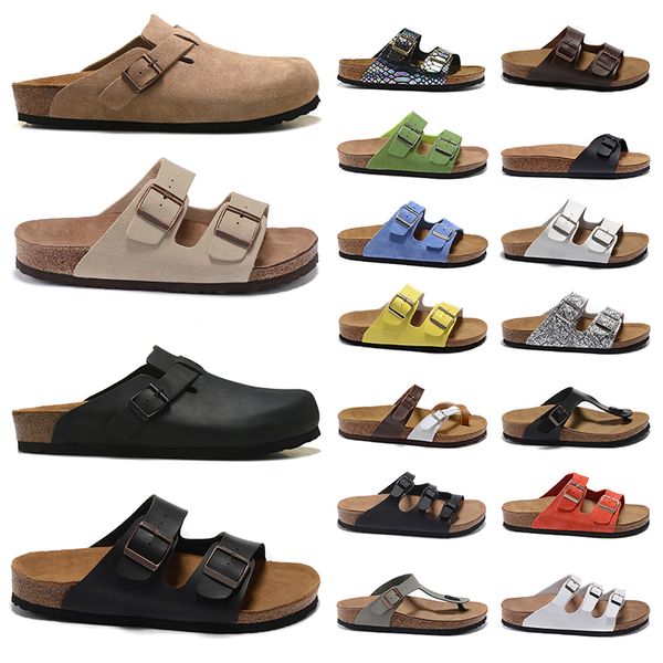 

designer slides luxury sandals men women sliders platform slippers sandales boston soft mules clogs suede leather shoes flip flop flats 2023, Black