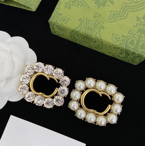 

classic designer double letter gold diamond pearl brooch fashion suits pins men women dress accessory luxury brand jewelry brooches breastpi, Gray