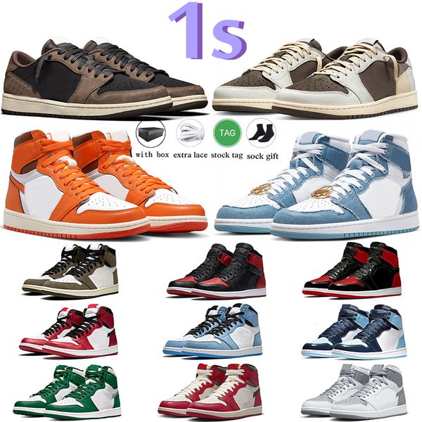 

with box jumpman 1 basketball shoes for men women 1s sneakers lost found bred patent university blue gorge green stage haze starfish heritag