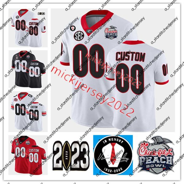 

american college football wear 2023 vince dooley peach bowl jersey custom football jerseys kearis jackson arik gilbert broderick jones dayle, Black