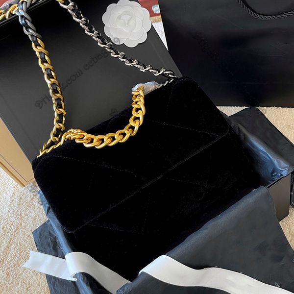 

women classic velour 19 jumbo designer bags quilted gold metal hardware luxury wallets handbags large capacity coin purses key pouch crossbo