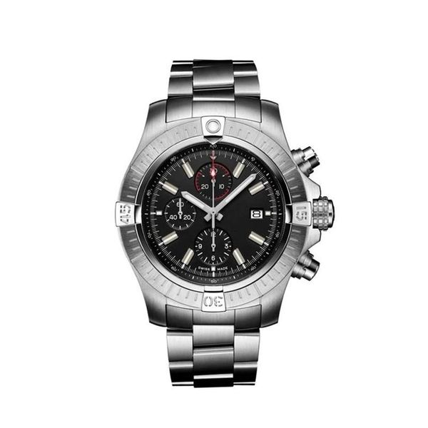 

new super avenger ii 1884 mens watches quartz chronograph stainless steel bracelet sapphire glass black blue leather sport2551, Slivery;brown