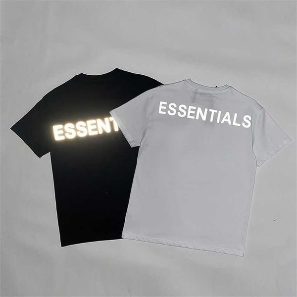 

essentials reflective high street letters simple versatile short sleeve t-shirt, White;black