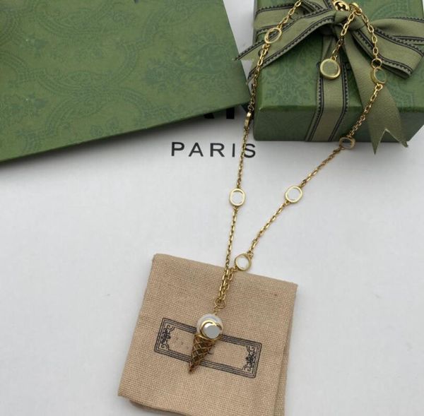 

classic ice cream pendant necklaces fashion luxury brand designer pearl letter earring for women wedding party gift jewelry with box, Silver