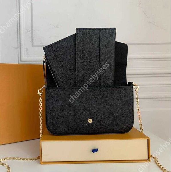 

luxury designer woman bag handbag shoulder bags original box purse embossed patterns flowers letters card slot three in one32