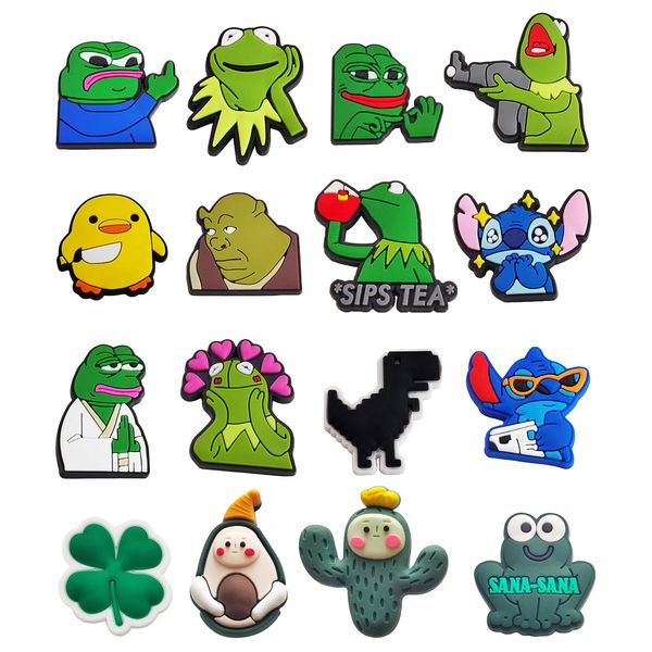 

anime charms wholesale childhood memories cute frog cartoon charms shoe accessories pvc decoration buckle soft rubber clog charms fast ship, Blue