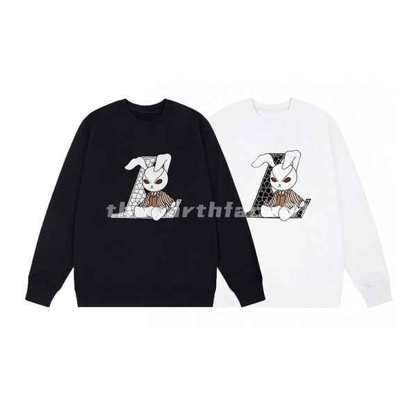 

luxury mens long sleeve sweatshirt rabbit crack letter printed sweatshirt fashion brand designer crew neck pullover black white