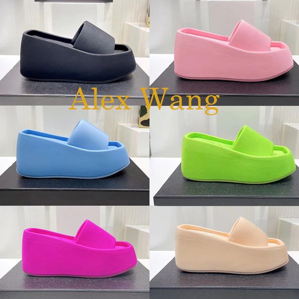 

alex wang taji platform slide beach sandals men women designer slippers black pink blue summer slides aw square toe mens shoes 35-41