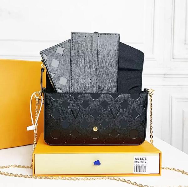 

designers pochette 3 pcs/set wallets women embossing leather handbags luxurys womens messenger chain shoulder bag clutch crossbody purse