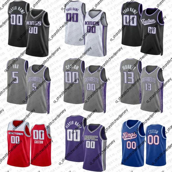 

basketball jerseys keegan murray de'aaron fox custom basketball jersey domantas sabonis sacramentos king harrison barnes kevin huerter, Black;red