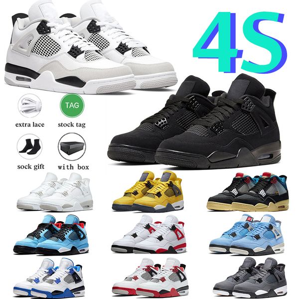 

with box jumpman 4 mens basketball shoes 4s midnight navy cement military black university blue sail cat oreo bred infrared men women sneake