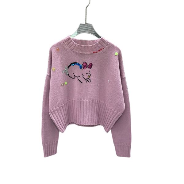 

early spring new cute temperament light purple rabbit sweater, White;black