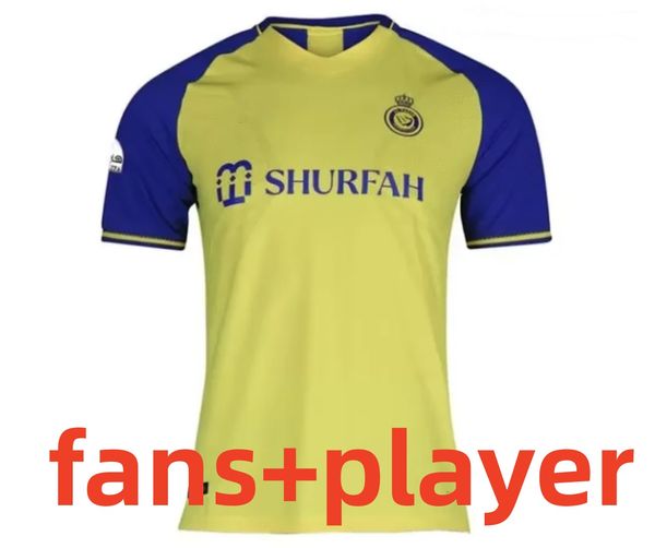 

22 23 al nassr fc soccer jerseys ronaldo 2022 2023 home yellow away 22 23 cr7 gonzalo martinez talisca ghislain vincent aboubakar player kit, Black;yellow