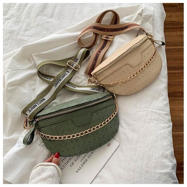 

luxury korean fashion handbags 2021 messenger bags personality wide shoulder strap chest bag large capacity waist purse2033