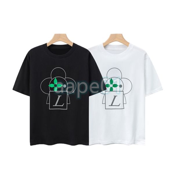 

luxury fashion brand mens t shirt sunflower letter print short sleeve round neck summer loose t-shirt black white, White;black