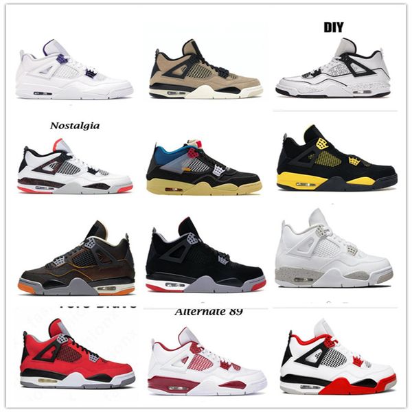 

4s mens basketball shoes eur36-47 og jump university blue jumpman 4 white oreo metallic purple black cat bred shimmer cactus jack