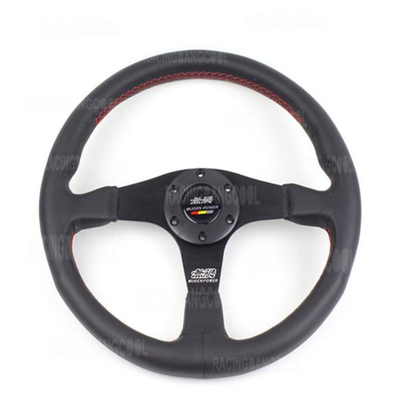 

14inch mugen black leather spoke flat sport racing steering wheel