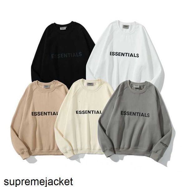 

hoodie jacket essentials chest letter round neck plush sweater men's and women's loose bottomed shirt, Black;brown
