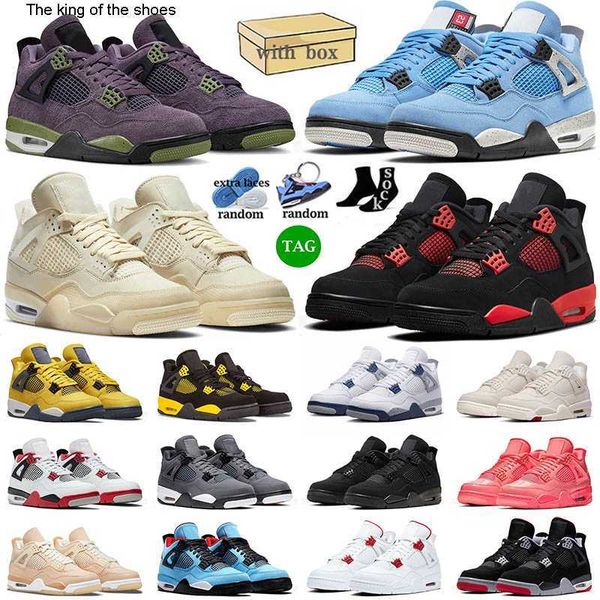 

2023 og box 2022 with retro basketball shoes 4s iv jumpman university blue red thunder offs white sail infrared jorda 4 j4 men women trainer