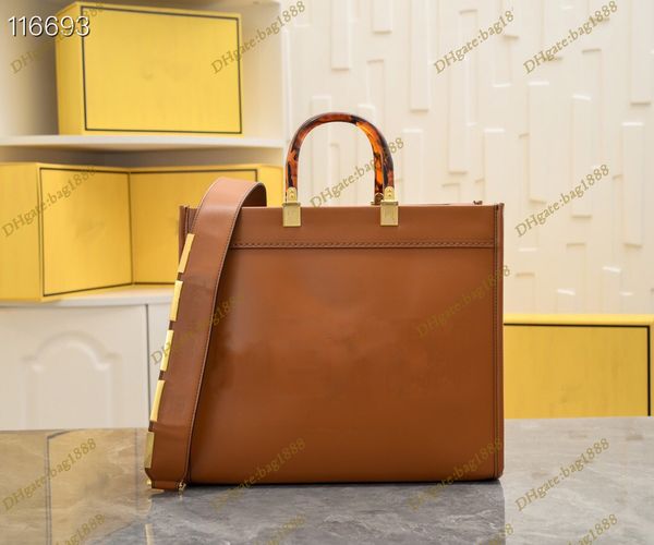 

vintage women's handbag luxury designer bag amber handle large capacity shine tote bag fashion letter one shoulder crossbody bags