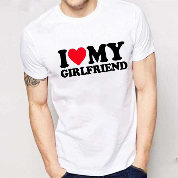 

men's t-shirts valentine's day gift fashion men funny tee i love my girlfriend harajuku t shirts male short sleeve boyfriend stree, White;black