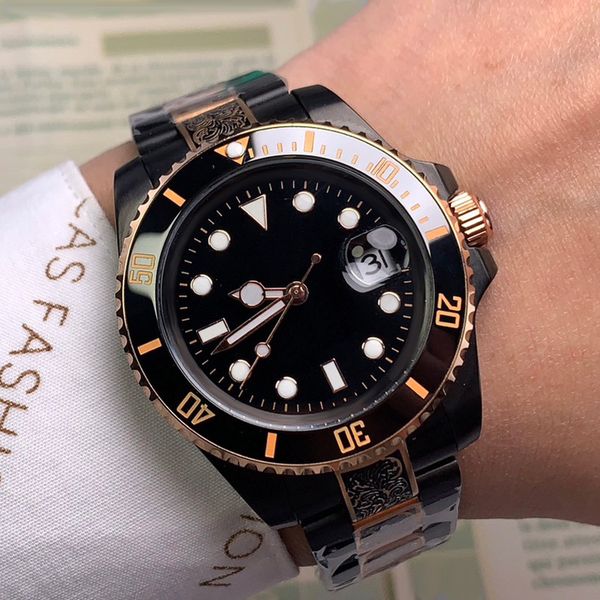 

men wristwatch automatic mechanical watches warterproof watch stainless steel 40mm business waterproof montre de luxe black, Slivery;brown
