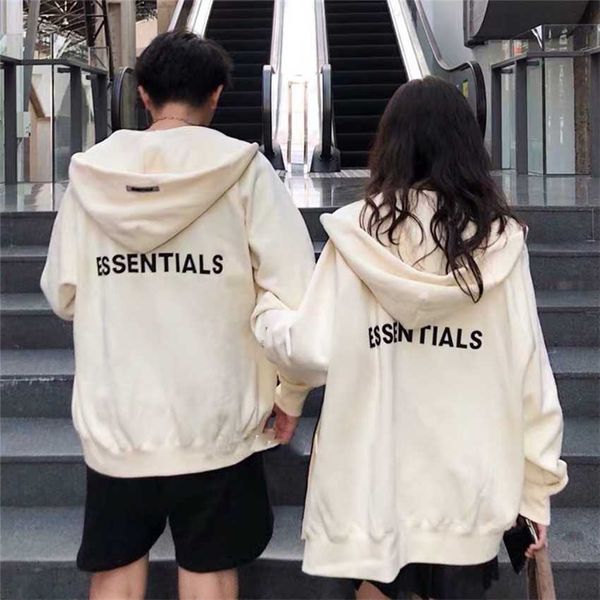 

hoodie jacket feel multi thread essentials zipper hoodie men's and women's high street trend loose coat, Black;brown