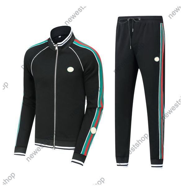 

2023 europe paris designer mens tracksuits luxury womens sport suit zipper classical letter print tracksuit green striped sportsuit streetwe, Gray