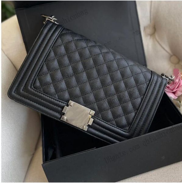 

womens caviar large boy flap bag purse classic leather quilted plaid gold silver black hardware chain shoulder crossbody sacoche french desi