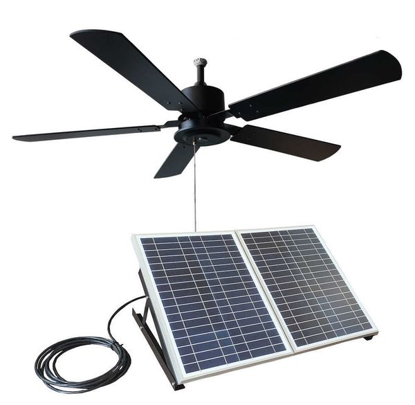 

solar fan outdoor wooden ceiling fan 52" 40w solar panel for porches patios gazebos breezeways pergola shelter 0103
