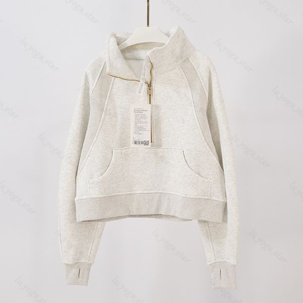 

plus scuba womens yoga velvet hoodie thickening jackets hoodys sports half zipper terry designer sweater cing fashion loose short lulus 16, Black