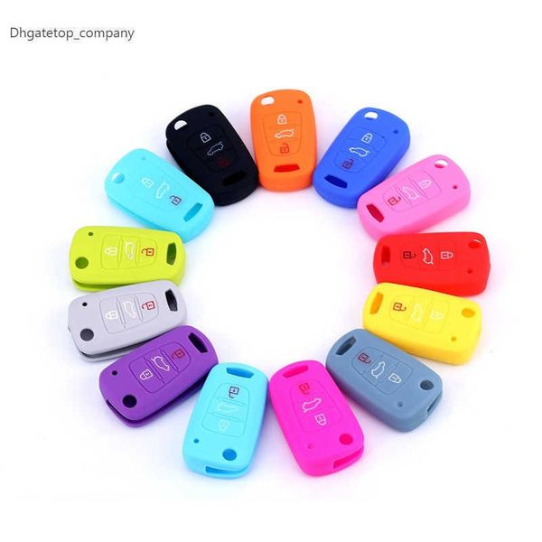 

silicone flip car key cover case for kia rio k2 k3 k5 ceed cerato sportage for hyundai verna i20 skin holder shell accessories