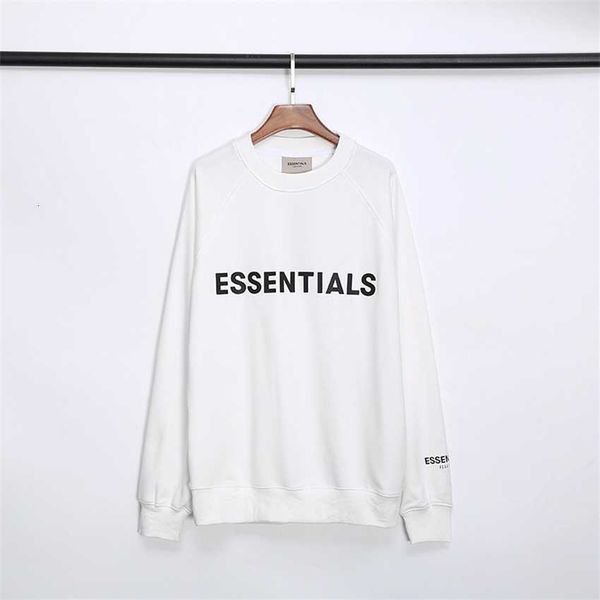 

hoodie sweatshirt double thread essentials three dimensional glued letter terry round neck loose sweater casual sports for men and women, Black