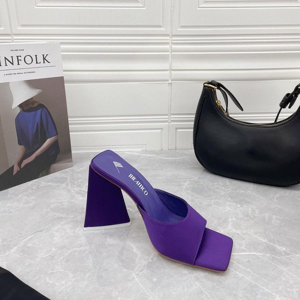 

attico devon the heeled sandals lavender slipper satin silk block heel mules high heels shoes slip on slides open toes shoe women luxury, Black