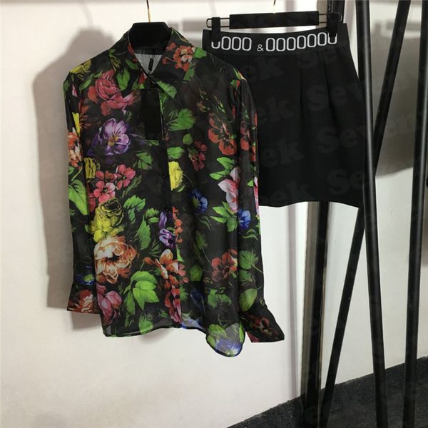 

vintage print womens t shirts skirts suits long sleeve fashion shirt letter webbing hip wrap short skirt for female, White