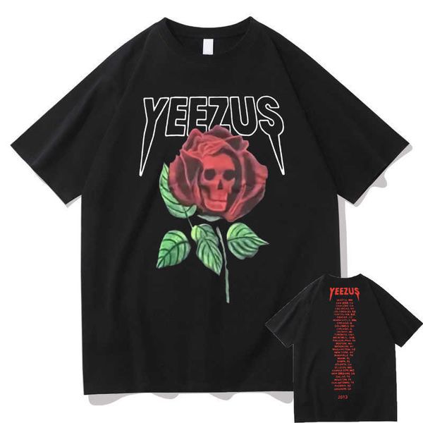 

men's t-shirts god wants you streetwear skull rose flower reaper graphic tshirt men women hip hop black t-shirt men's cotton t shi, White;black