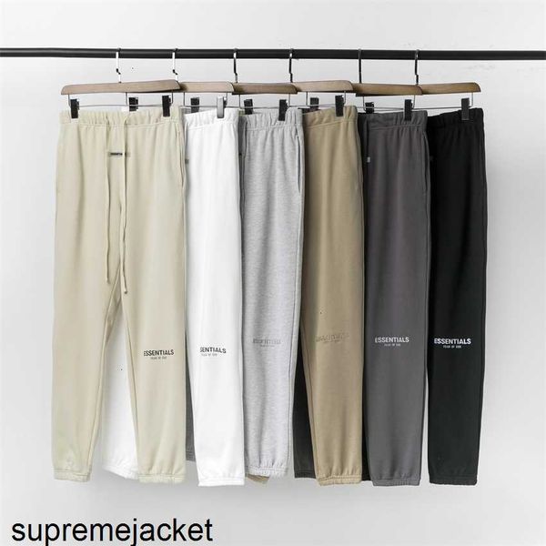 

trendy autumn and winter essentials reflective letters embroidered terry plush pant loose pants, Black