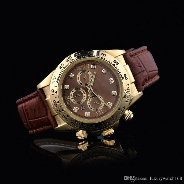 

relogio masculino mens watches luxury watch dress designer fashion black dial calendar gold bracelet folding clasp master male gif299x, Slivery;brown