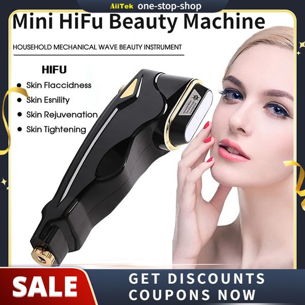 

mini portable hifu ultrasonic face lift beauty machine anti-aging skin tightening wrinkle removal device home use ultrasound care spa salon, Black;white