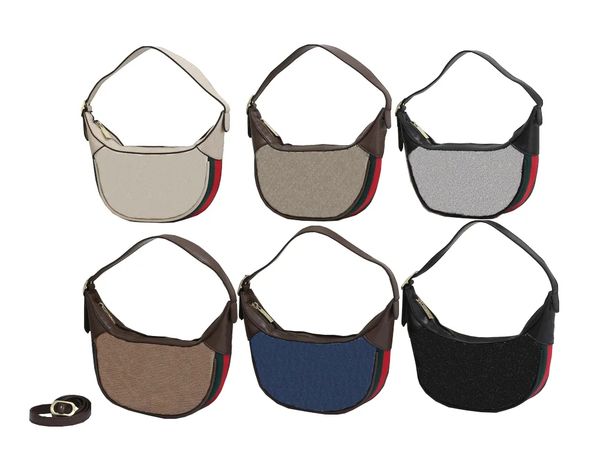 

ophidia loop half-moon baguette bags mini underarm bag monograms flower handbag 2023 designer women cowhide navy-blue canvas cross body bag