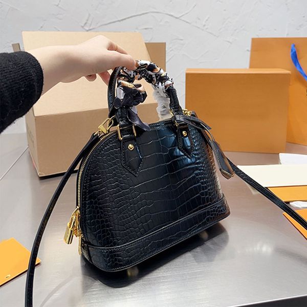 

alma shell crossbody bag retiro handbag purse tote bags genuine leather removable strap crocodile pattern fashion letters gold hardware zipp